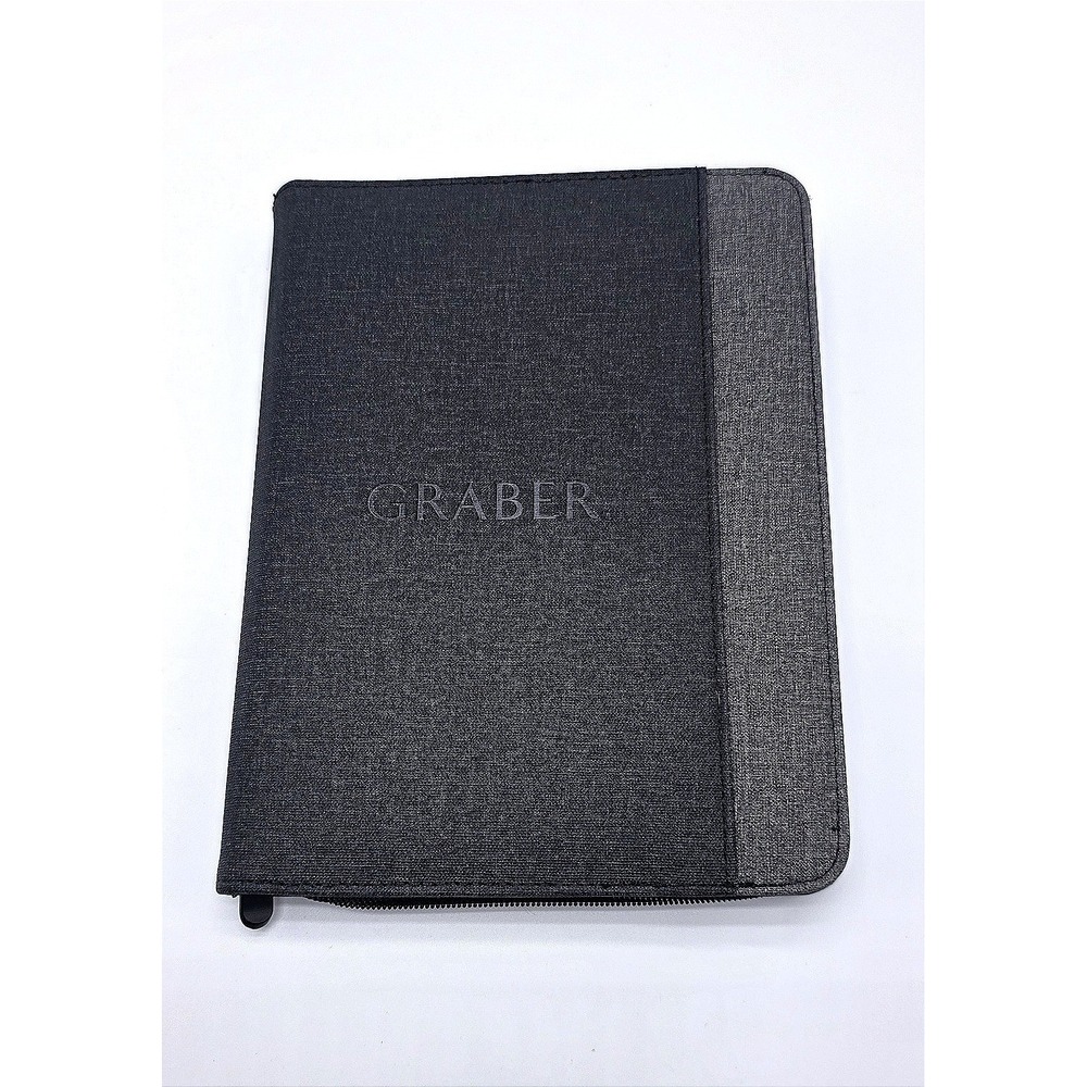 Graber Stockton Wireless Charging Refillable Journal Black‎ Zippered Portfolio